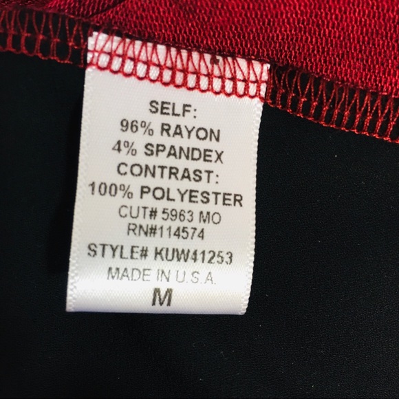 PLEIONE Burgundy Red Front & Black Back Mixed Media Top 3/4 Sleeves - Picture 9 of 9